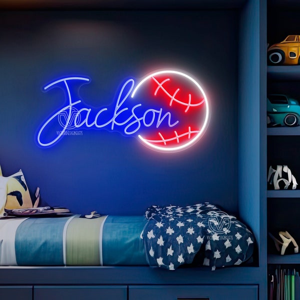 Custom Name Neon Sign For Kids, Baseball Neon Sign Custom Neon Sign Bedroom Decor Kids Room Decor Gift For Kids,Birthday Party Gift