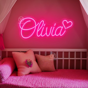 Placa de neon com nome personalizado para crianças, placa de neon para chá de bebê, placa de neon para quarto, decoração de quarto infantil, presente de formatura, presentes personalizados