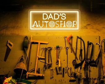 Enseigne de garage néon LED personnalisée, lampe homme des cavernes personnalisée, décoration murale d'atelier de voiture, enseigne de chambre pour amateur de voiture, oeuvre d'art pour salle de jeux de bar, cadeau pour lui
