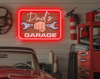 Enseigne de garage néon LED personnalisée, lampe homme des cavernes personnalisée, décoration murale d'atelier de voiture, enseigne de chambre pour amateur de voiture, oeuvre d'art pour salle de jeux de bar, cadeau pour lui