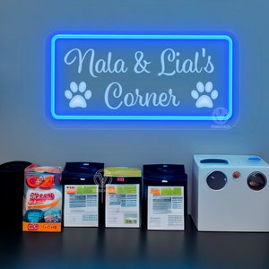 Pet Name Neon Sign, UV Pet Name Sign, Custom Pet Name Sign, Personalized Dog Name Sign, Cat Paw Sign, Pet Food Area Sign