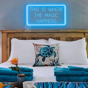 This is where the magic happens Neon Sign, 3D Engrave Neon Sign, Wall Decor, Bedroom Decor, Home Decor Personalized Gifts