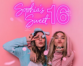 Sweet 16 Neon Sign, Sweet 16 Party Neon Sign Decor, Gift For Kids, Birthday Gift, Birthday Party Decor, Name Sign Gift for Girl