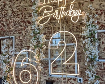Number Neon Sign, Birthday Wedding Neon, Number Led Neon Signs, Party Wall Decor, Wedding Decor, Custom Number Neon Sign, Personalized Gifts
