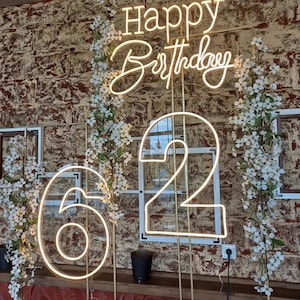 Number Neon Sign, Birthday Wedding Neon, Number Led Neon Signs, Party Wall Decor, Wedding Decor, Custom Number Neon Sign, Personalized Gifts