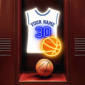 Custom Basketball Jersey Neon Sign Personalized Basketball Neon Sign Basketball Player Gifts Basketball Room Decor Basketball Jersey Decor