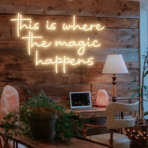 This is where the magic happens Neon Sign, Custom Neon Sign, Wall Decor, Bedroom Decor, Home Decor Personalized Gifts