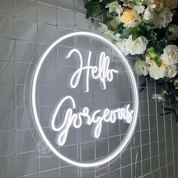 Hello Gorgeous Neon Sign, Custom Neon Sign Salon Decorations, Led Light Sign Wall Art, Home Party Wall Decor, Wedding Gift for Her