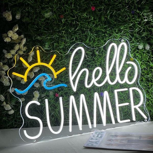 Hello Summer Neon Sign, LED Neon Sign, Summer Party Decor, Hello Summer Welcome Sign, Party Atmosphere Room Decor, Wall Decor