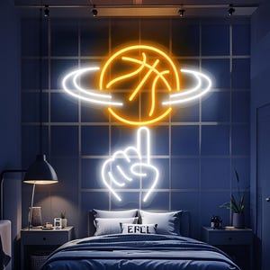 Custom Basketball Neon Sign Bedroom, Basketball Room Decor,Teenage Boy Gifts,Personalized Basketball Player Gifts, Basketball Gifts for Boys