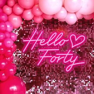 Letrero de neón personalizado "Hello Forthy", letrero de neón para 40 cumpleaños, decoración para fiestas de cumpleaños, luz LED para bar y aniversario, letrero de neón para decoración de pared de dormitorio.