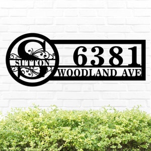Metal Monogram House Number Sign with Street Name, Custom Metal Address Sign, Housewarming Gifts, Custom Street Address Sign, Address Plaque