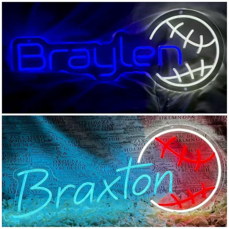 Custom Name Neon Sign For Kids, Baseball Neon Sign Custom Neon Sign Bedroom Decor Kids Room Decor Gift For Kids,Birthday Teenage Girls Gifts image 3