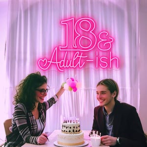 Placa de neon para aniversário de 18 anos - Placas de neon LED personalizadas - Placa de LED personalizada - Placa de neon de feliz aniversário - Placa de luz neon - Placas de neon - Placa personalizada