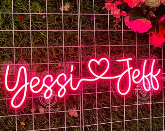Custom Wedding Neon Sign,Custom Name Neon Sign,Wedding Heart Led Neon Light, Wedding Grass Decor,Party Wall Decor,Wedding Gifts,Wedding Sign
