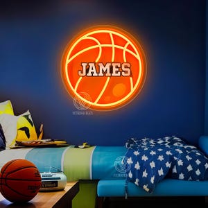 Basketball Neon Sign Custom, Personalized Basketball Wall Decor, Basketball Player Gifts, Basketball Room Decor, Basketball Sign Wall Decor