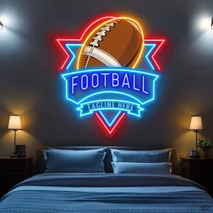 Custom Football Neon Sign, Football Wall Art Neon Sign, Football Wall Art, Kids Room Decor Sport Neon Light, Bedroom Neon Sign For Kids