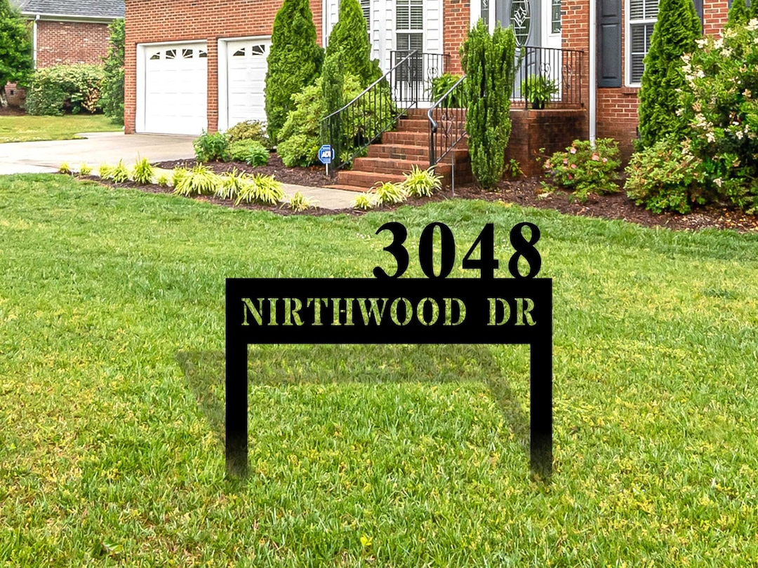 Lawn Address Sign, Custom Address Sign for Yard, Metal Address Sign With Stake, Address Sign