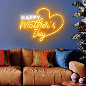 Happy Mothers Day Leuchtreklame, Geschenk für Mama, personalisiertes LED-Schild für Wohnkultur, Benutzerdefinierte Neon Leuchtreklame Schlafzimmer, Geburtstag Muttertagsgeschenk für Sie