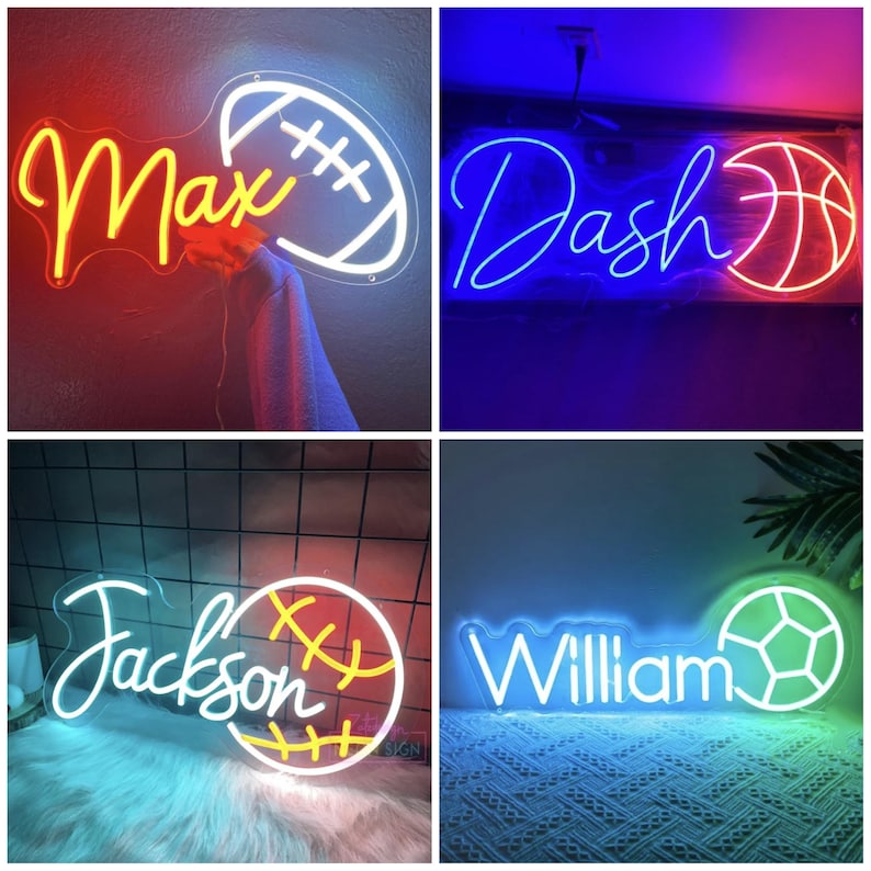 Custom Basketball Neon Sign, Custom Name Neon Sign for Kids, Dorm Wall Decor, Bedroom Neon Kids Room Decor LED, Basketball Sign Wall Decor image 4