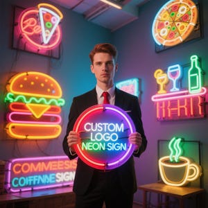 Custom Neon Sign Logo | Custom Led Business Sign | UV Printing Acrylic Sign | Restaurant Bar Custom Wall Decor | Neon Sign Custom Logo Light
