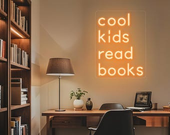 Cool Kids Read Book Neon Sign, Reading Book Sign Led, Home Study Neon Lights, Read Sign, Gifts for Kids, Classroom Decor, Library Wall Decor