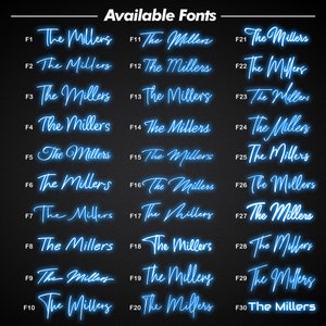 May include: A chart showing 30 different font styles for the text "The Millers". Each font is labeled with a number from F1 to F30.