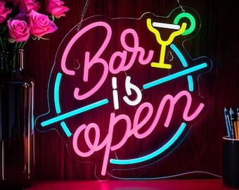 Bar Neon Sign, Business Decoration Custom Neon Bar Signs, Open Bar Neon Light, Cocktail Bar Neon Sign, Custom Bar Shop Store Neon Signs