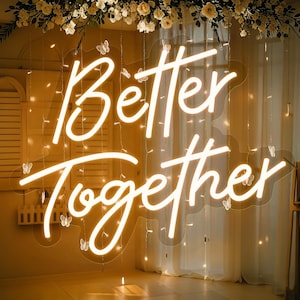 Placa de neon "Melhor Juntos", Luz de neon LED personalizada para casamento, Decoração de parede para casa, Decoração de fundo para festa de noivado e casamento, Presentes de casamento
