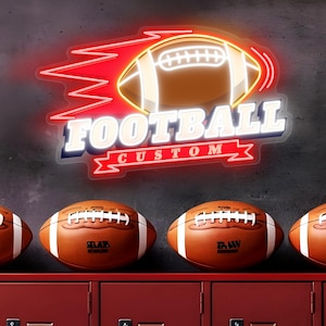 Custom Football Neon Sign, Football Neon Custom Name Sign, Football Wall Art, Kids Room Decor Sport Neon Light, Name Neon Sign For Kids