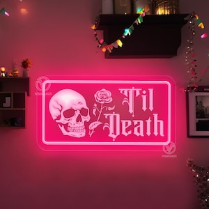 Til Death Neon Sign, Halloween Gift, Gothic Home Decor, Valentine Gift, Wedding Gift, Halloween Home Decor, Personalized Gift