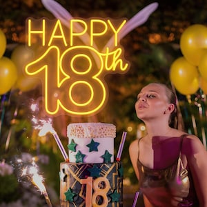 Placa de neon personalizada, placa de neon para aniversário de 18 anos, placa de LED, placa de neon para quarto, placa de neon, decoração para casa, decoração de parede, placa personalizada, neon para festa