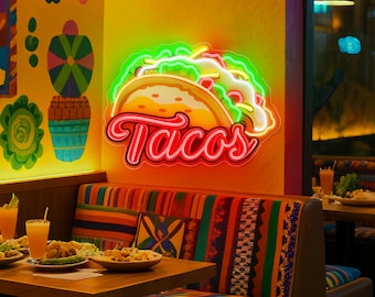 メキシカンタコスネオンサイン、面白いタコスネオンライト、タコスLED