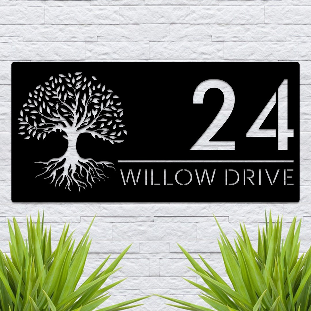 Custom Address Metal Sign, House Number Sign, Metal Address Number Sign ...