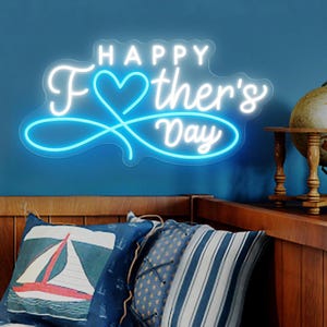 Letrero de neón "Feliz Día del Padre", regalos para papá, letrero de neón LED personalizado para el Día del Padre, decoración para pared del hogar, eventos y fiestas, regalo personalizado para él.