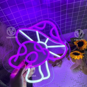 Letrero de neón personalizado con forma de hongo, arte de pared y decoración para sala de juegos, dormitorio, sala de estar, luz LED, regalo navideño para niños y niñas, luz de noche LED.