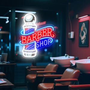 Barber Shop Neon Sign, Custom Barbershop Neon, Vintage Barber Neon Sign, Barber Pole Neon Sign, Barber Shop Decor, Neon Light for Barber