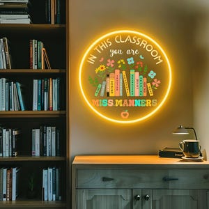 Classroom Neon Sign Custom, Black to School Neon Light Sign, College Room Decor Gift, Teacher Gifts, Personalized Classroom Wall Art Decor