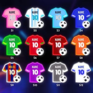 Custom Soccer Name Neon Sign, Soccer Jersey Neon Sign Custom, Custom Jersey LED Name Sign,Boys Bedroom Nursery Wall Decor,Soccer Player Gift