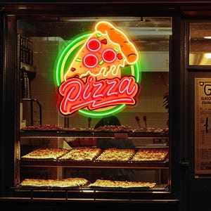 Pizza Neon Sign, Custom Pizza Restaurant LED Neon Light, Fast Food Home Wall Decor, Personalized Bar Kitchen Party OPEN Welcome Sign
