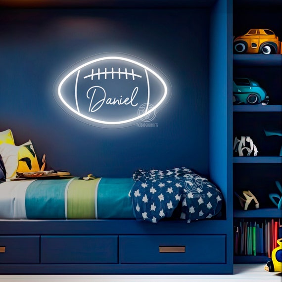 Football Neon Name Sign, Football Wall Art, Nursery Decor, Rugby Light Sign Personalized Name Neon Sign, Name Neon Sign For Kids, Rugby Gift