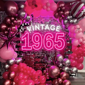Letreiro de neon personalizado para aniversário, decorações de 60º aniversário, presentes de 60º aniversário para mulheres, lembrancinhas de festa de aniversário, decoração de neon para casa, presente para ela