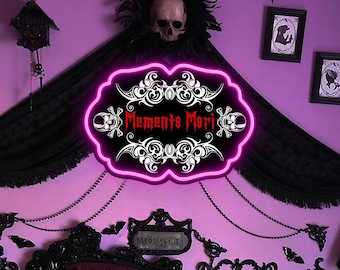 Memento Mori Led Neon Schild, Stoische Wandkunst, Gothic Wohnkultur, Jubiläumsgeschenke, Dark Art Decor, Ghost Neon Schild, Home Schlafzimmer Neonlicht