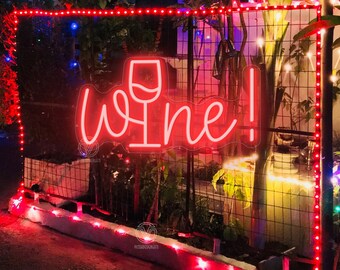 Wine Neon Sign, Custom Neon Sign, Wine Lover Art Decor, Wine Wall Decor, Bar Decor, Cheers Neon Sign, Bar backdrop,Party Personalized Gifts