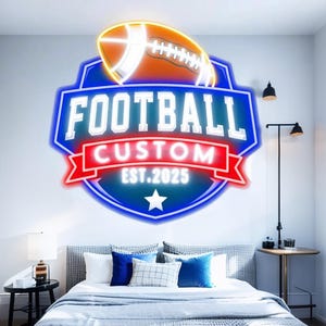 Custom Football Neon Sign for Kids, Neon Name Sign Bedroom Decor, Football Wall Decor,Birthday Gifts for Kids, Teenage Boys Gifts, Led Light