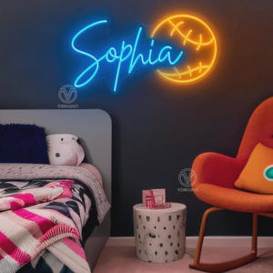 Custom Name Neon Sign For Kids, Baseball Neon Sign Custom Neon Sign Bedroom Decor Kids Room Decor Gift For Kids,Birthday Teenage Girls Gifts image 11