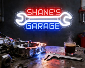 Benutzerdefinierte Garage Neon Schild, Mann Höhle Werkzeug Shop Dekor, Garage Dekor Neon Schild, benutzerdefinierte Werkstatt Schild Name Neonlicht, Geschenke für ihn Papa Männer