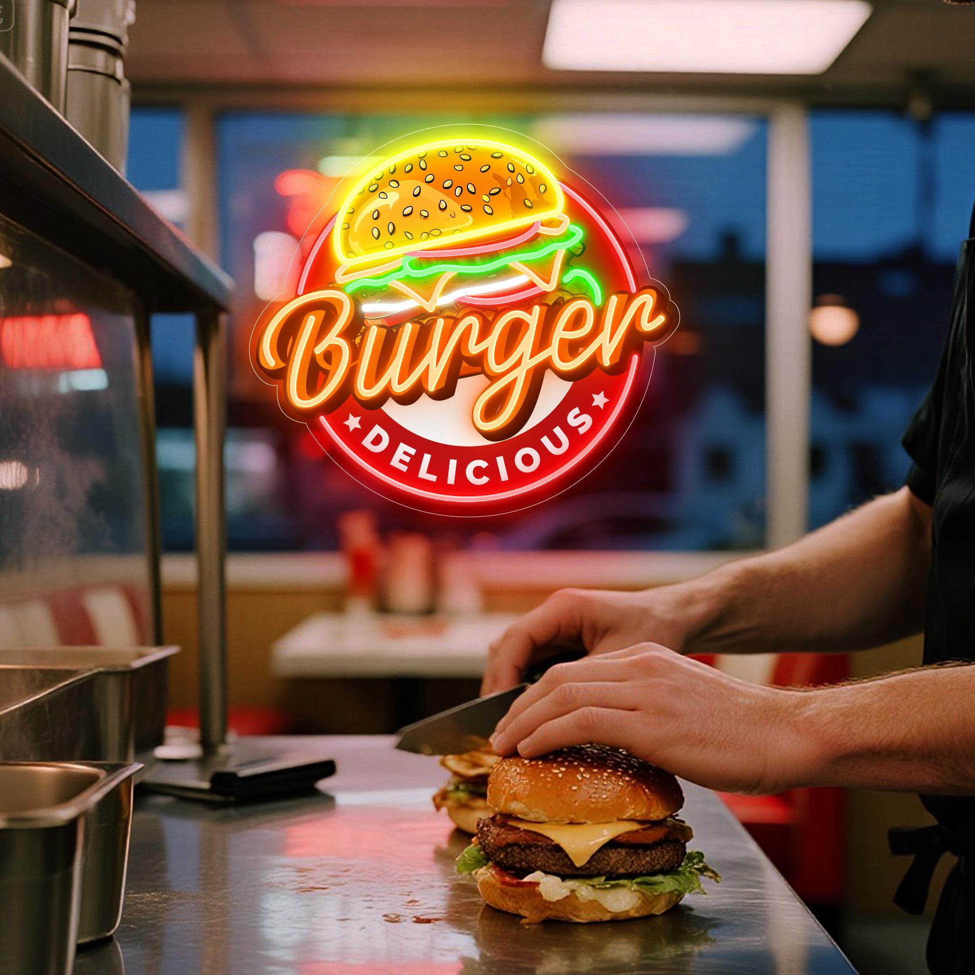 Burger Neon Sign Custom, Neon Hamburger Light, Neon Burger Led Light ...