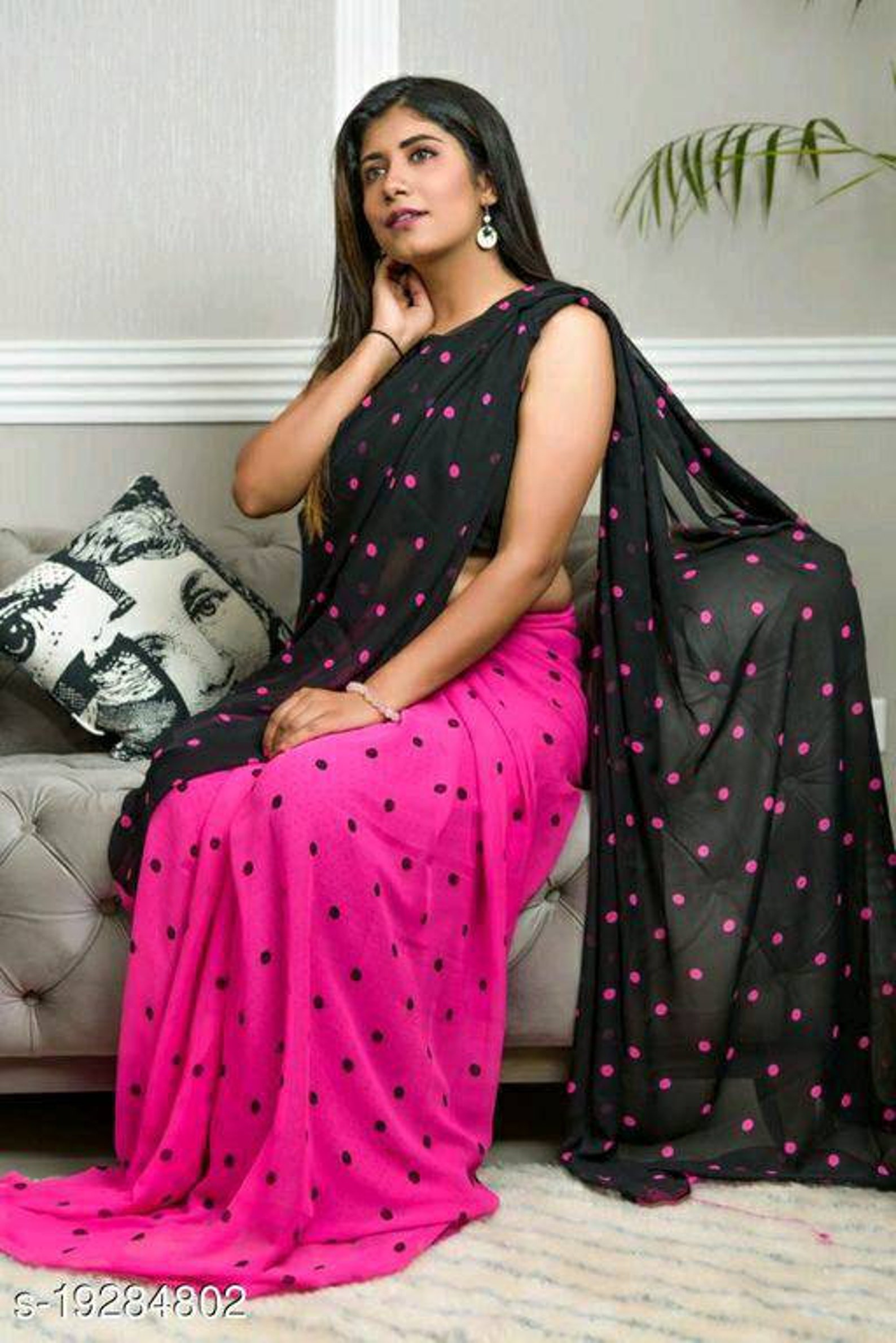 Bollywood Designer Polka dot printed soft saree Wedding Sari Etsy
