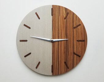 Wall Clock Unique, wall clock modern, brown and grey clock, 11" Ø